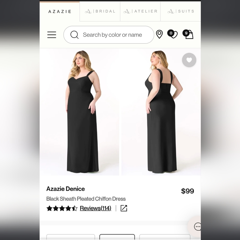 NWT Azazie Denice|Black Chiffon Dress|Size A16